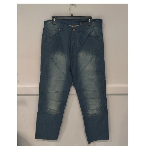 NWT Craze Men's Reinforced Faded Blue Jeans Size 36x32 Regular $80 CC156 - Picture 1 of 2